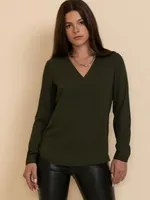 V-Neck Long Sleeve Blouse