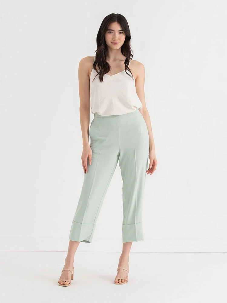 Textured Straight Crop Pant