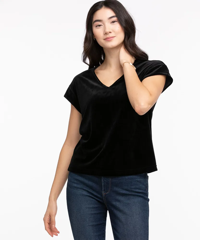 Short Sleeve Velour Top