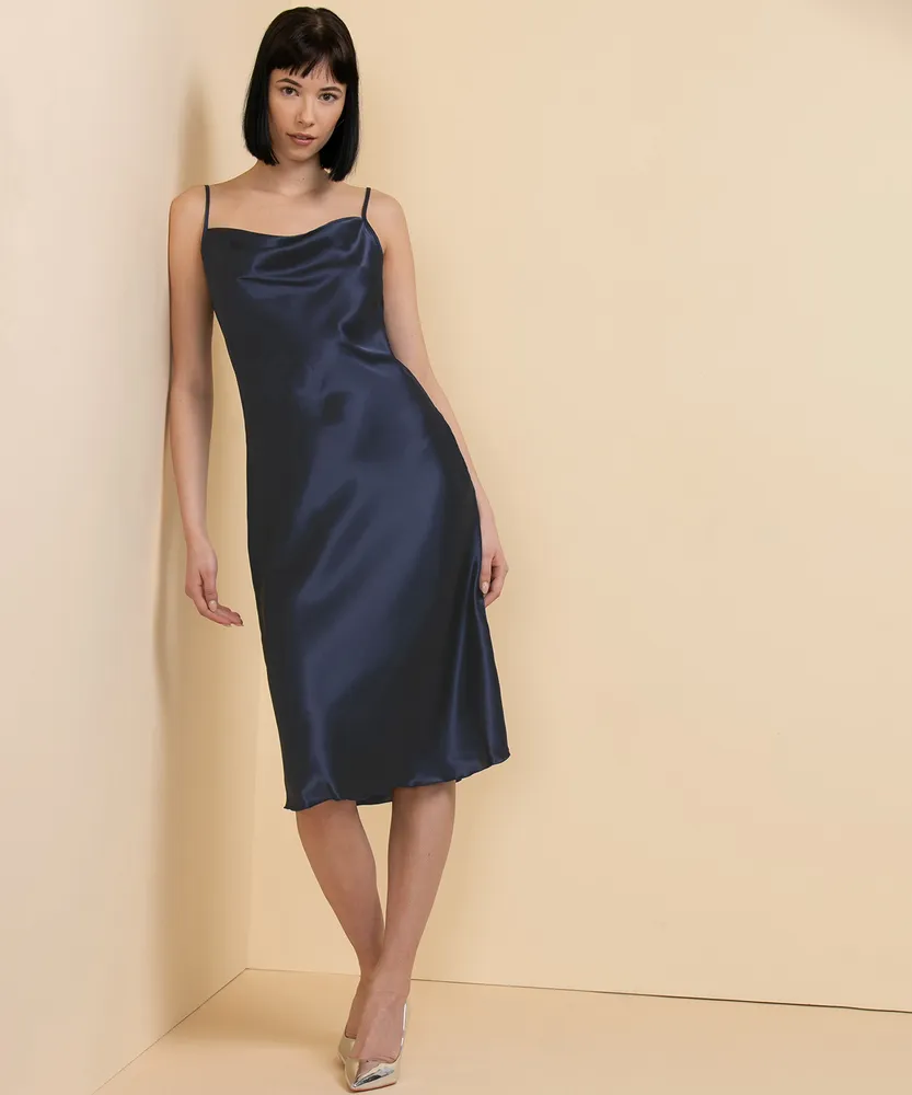 Bebe Satin Cowl Strappy Dress