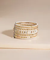 White & Gold Beaded Cuff Bracelet