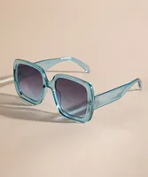 Blue Translucent Ombre Square Sunglasses