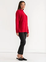 Mock Neck Pocket Tunic Sweater