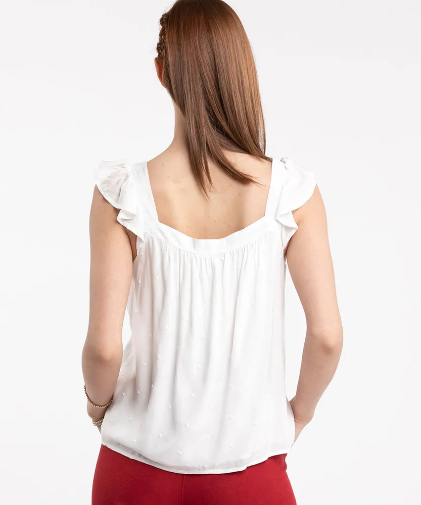 Flutter Sleeve Square Neck Blouse