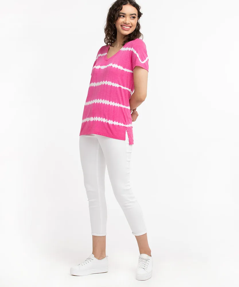 Relaxed V-Neck Tie-Dye Tee
