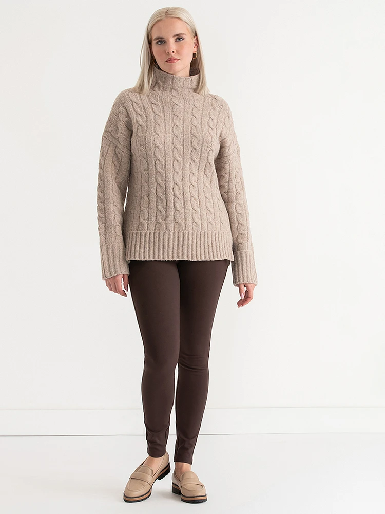 Mock Neck Cable Sweater