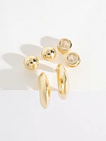 Gold Metal Earring Trio