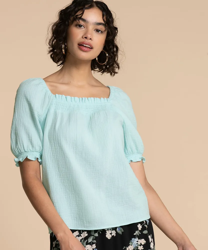 Cotton Puff-Sleeve Blouse