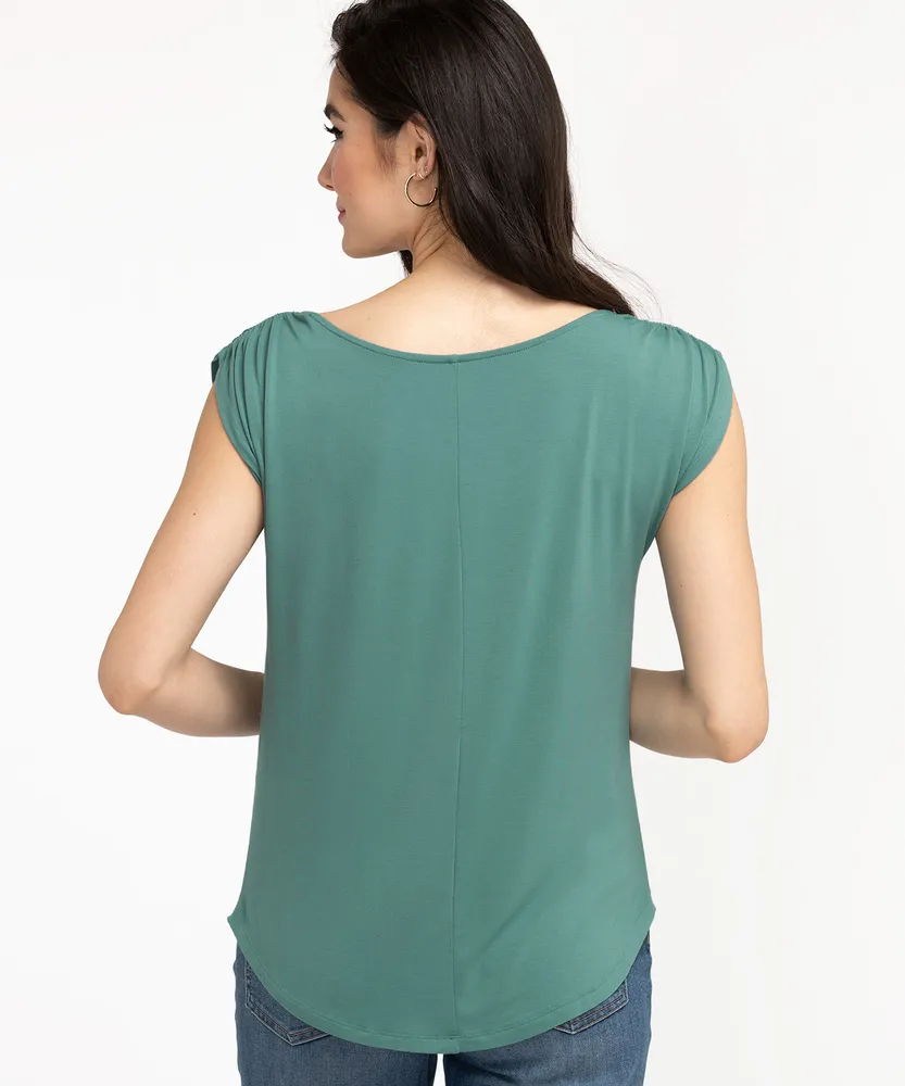 Eco-Friendly Ruched Shoulder Tee