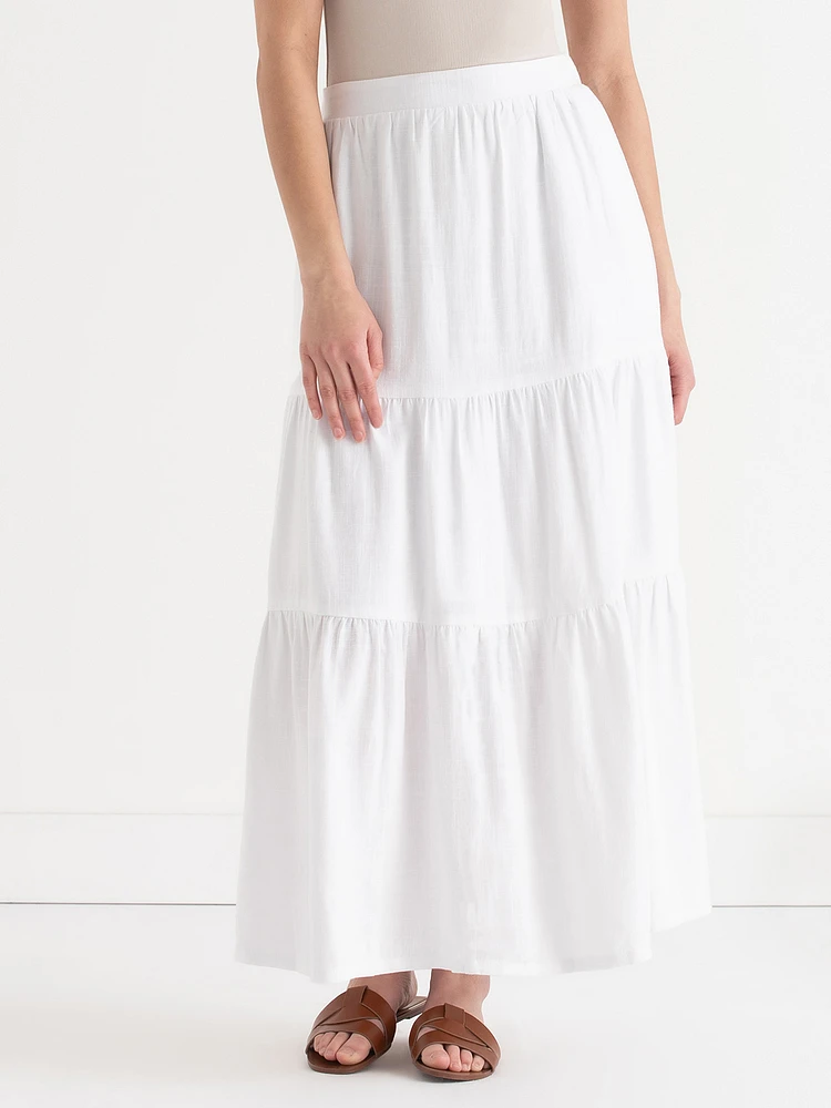 Tiered Linen Maxi Skirt