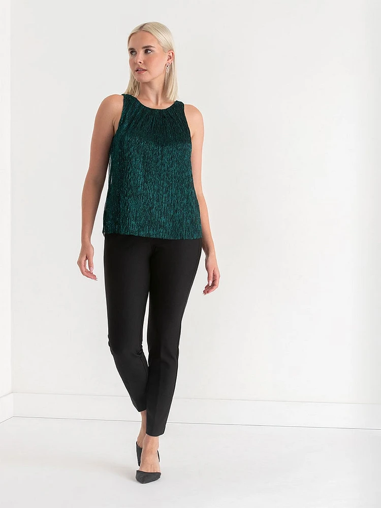 Pleat Neck Tinsel Tank Top