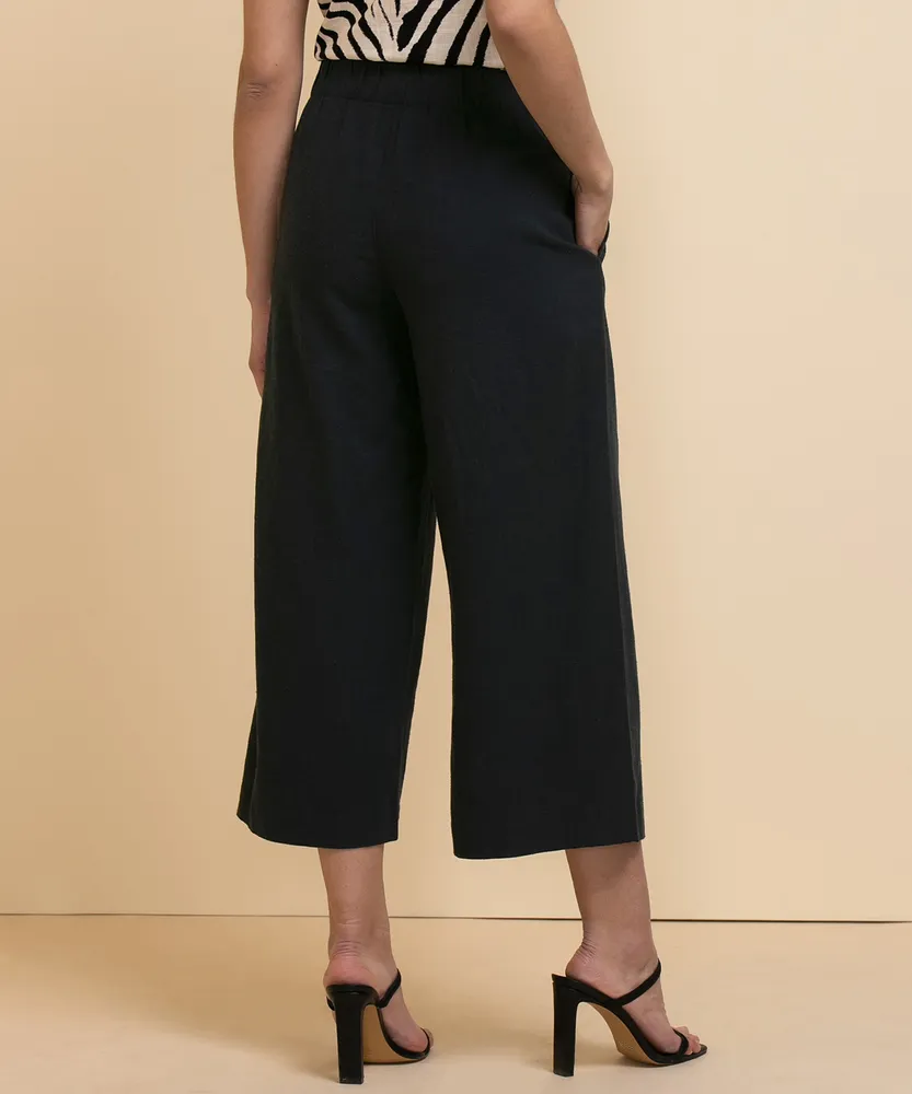 Wide-Crop Viscose Linen Pants