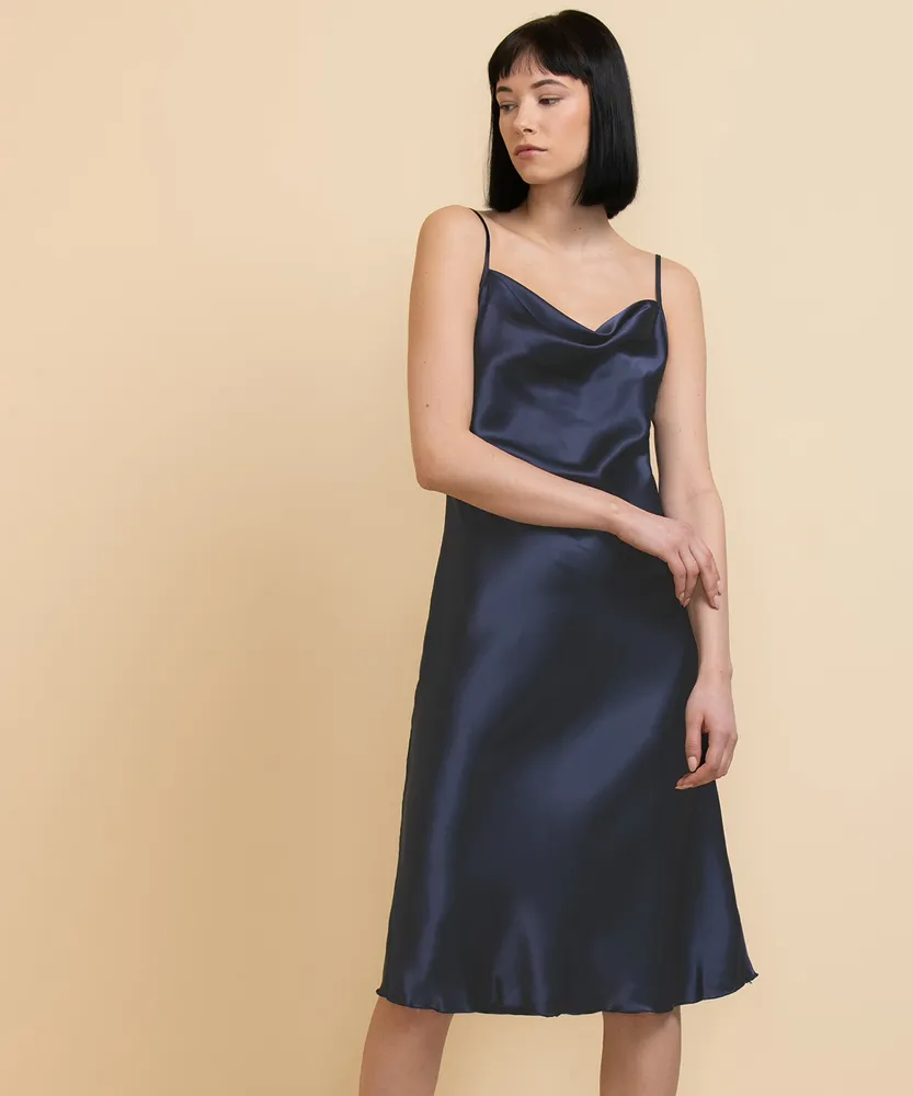 Bebe Satin Cowl Strappy Dress