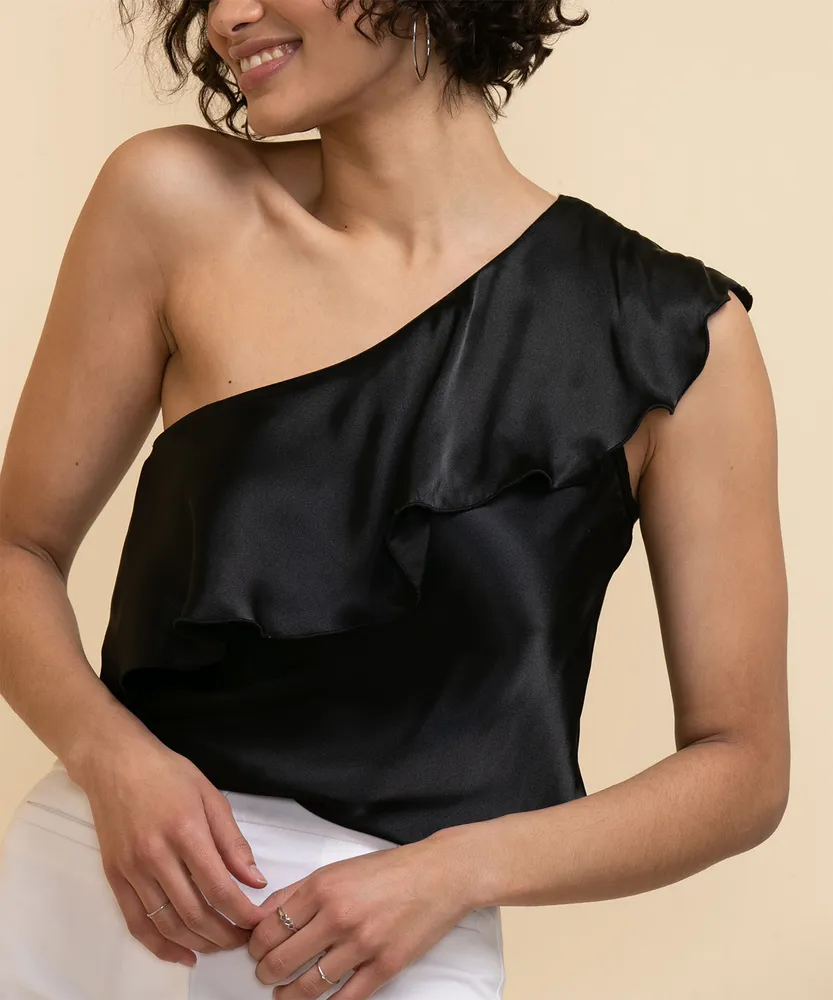 Tash + Sophie Satin One Shoulder Blouse