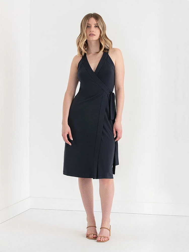 Sleeveless Midi Wrap Dress