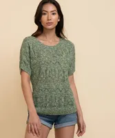 Open-Stitch Cotton Pullover Sweater