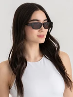 Rectangle Frame Sunglasses with Case