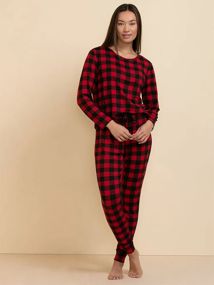 Long Sleeve Checked Pajama Set