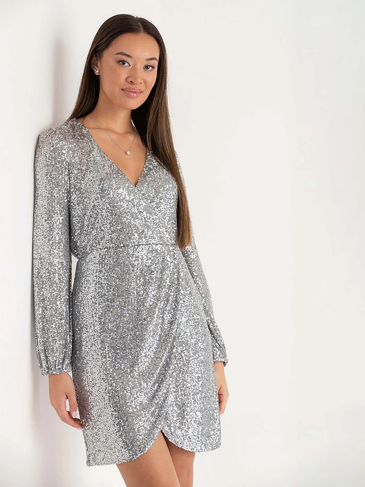 Long Sleeve Sequin Dress