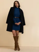 Mock Neck Cable Knit Sweater Dress