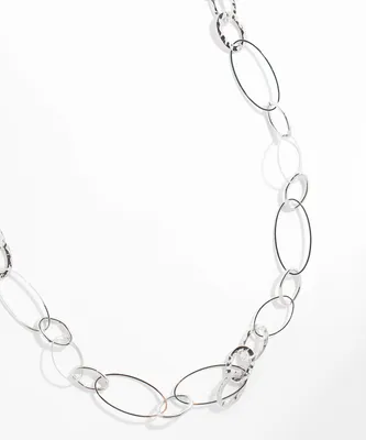 Long Textured Circle Chain Necklace