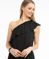 One-Shoulder Ruffle Blouse