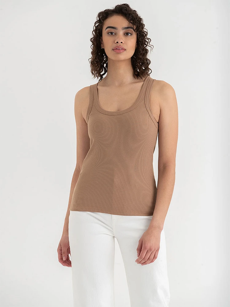 Ribbed Scoop Neck Tank