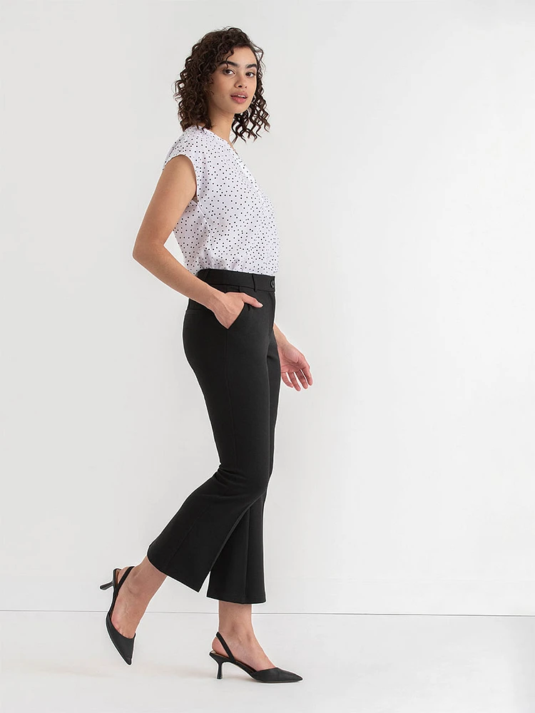 Flared Ankle Pants Ponte Twill