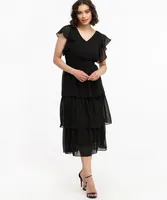 Tiered Flutter Sleeve Dress
