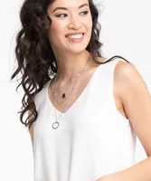 Double Layer Sleeveless V-Neck Blouse
