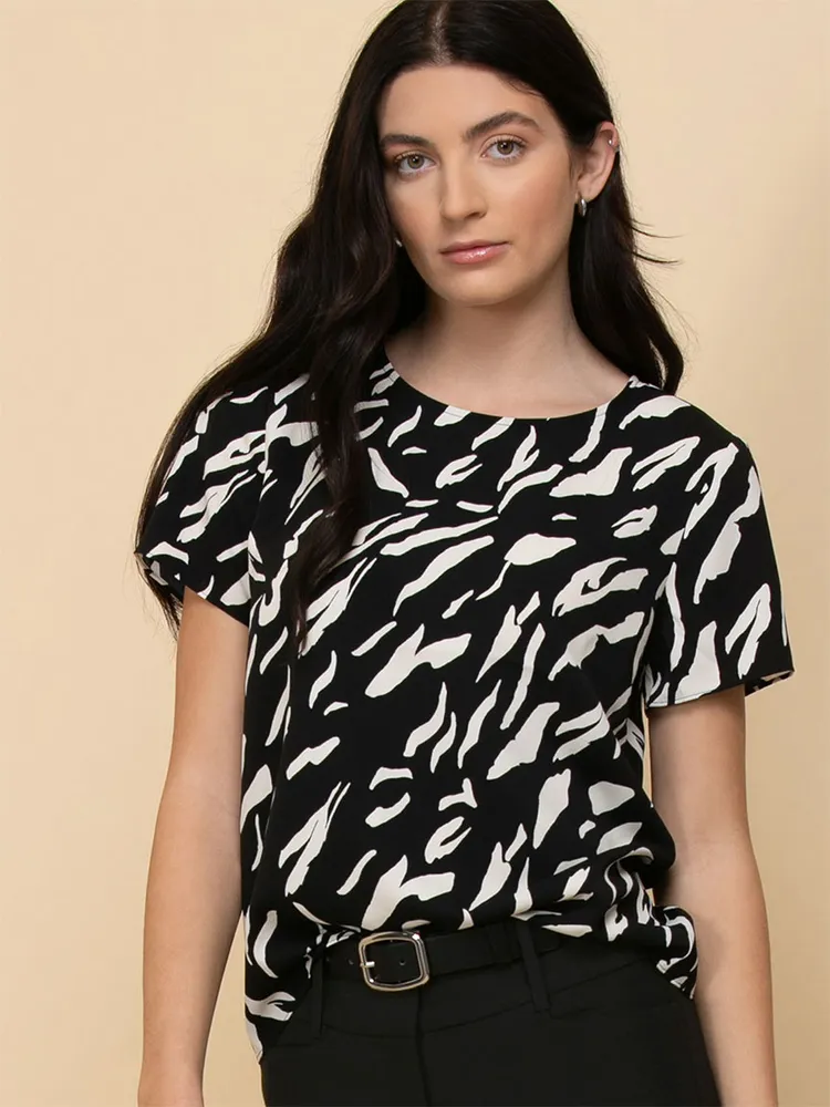 Lydia Short Sleeve Button-Back Blouse