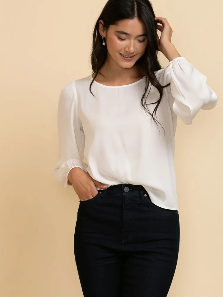 Long Sleeve Scoop Neck Blouse