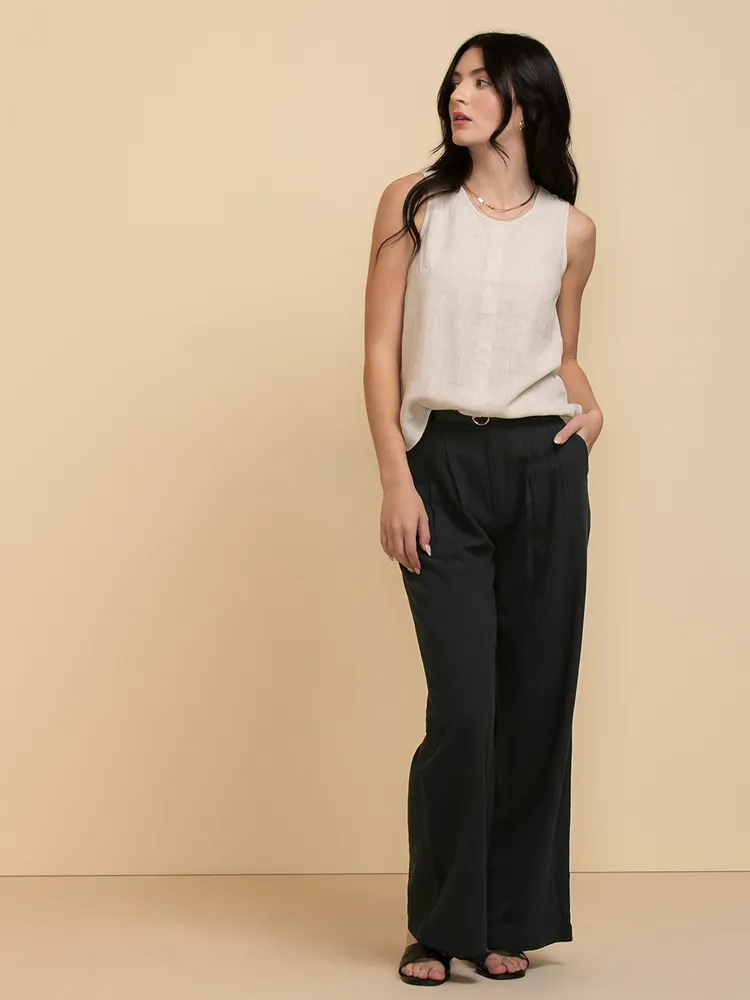 Viscose Linen Crop Pant