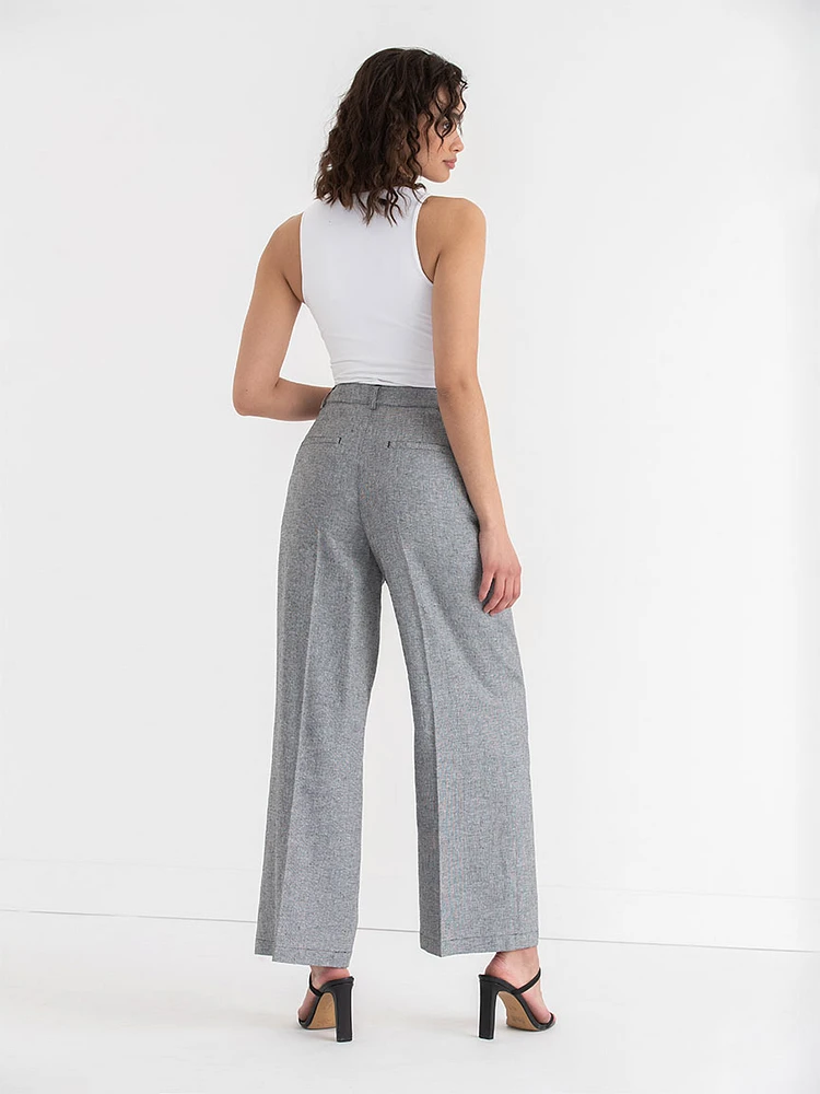 Linen Blend Wide Leg Pant