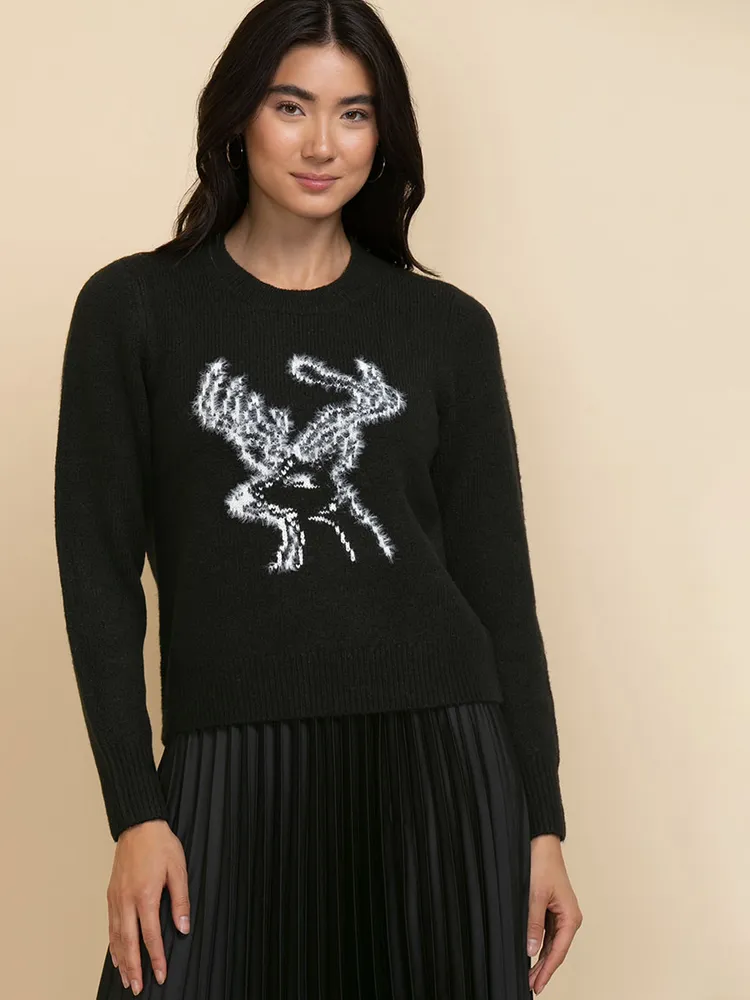 Crewneck Mossy Reindeer Sweater