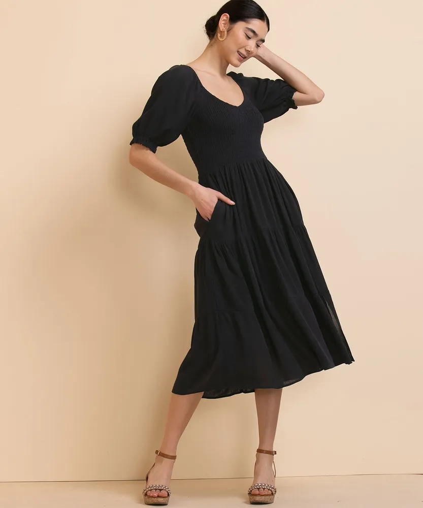 Sweetheart Tiered Midi Dress