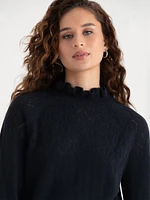 Pointelle Ruffle Sweater