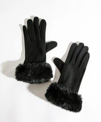 Faux Fur Trim Gloves