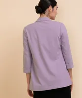 Textured Mid-Length Open Blazer