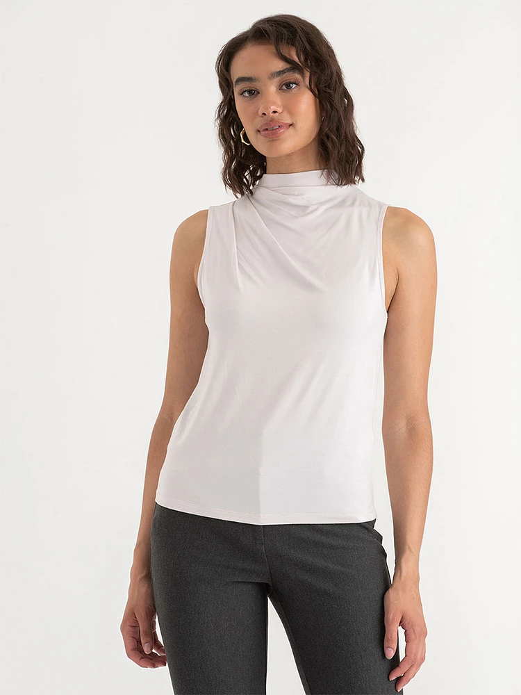 Sleeveless Cowl Mock Neck Top