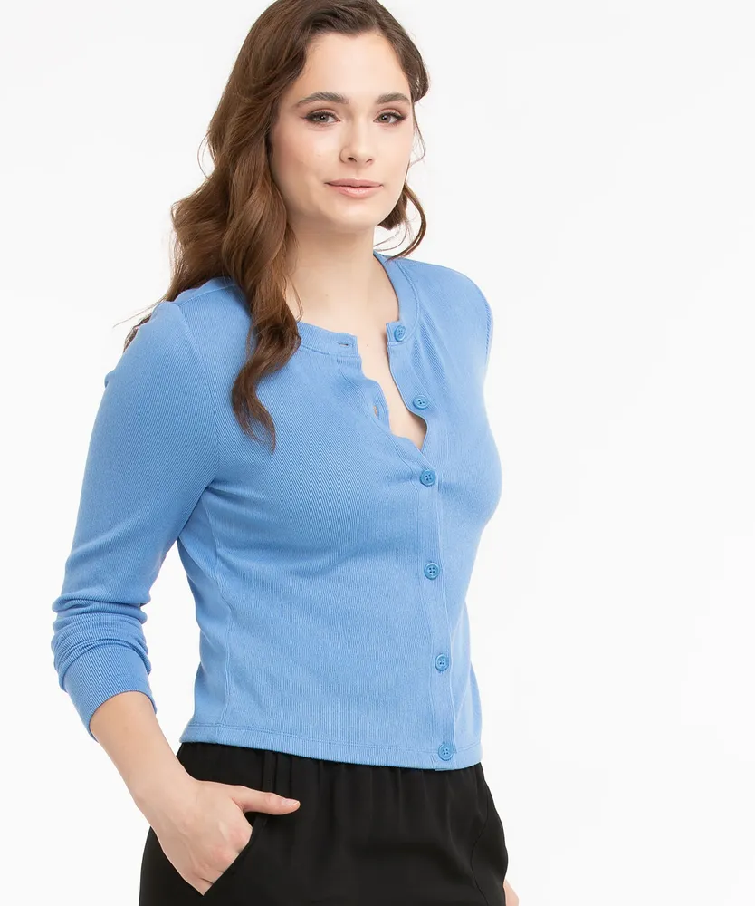 Ribbed Button Front Cardigan