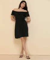 Plisse On/Off Shoulder Dress