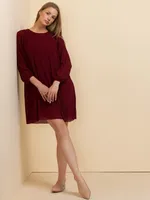 Scoop Neck Release Pleat Knee-Length Dress