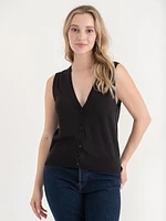 Cashmere Blend Button Front Vest