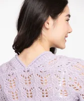 Pointelle Cropped Open Cardigan
