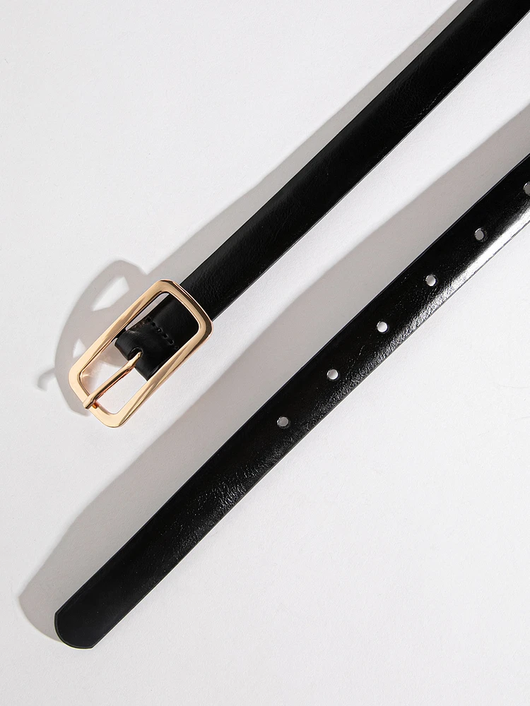 Skinny Belt with Rectangular Buckle