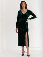 Velvet Drape Waist Dress