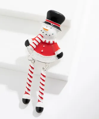 Dangly-Leg Snowman Brooch