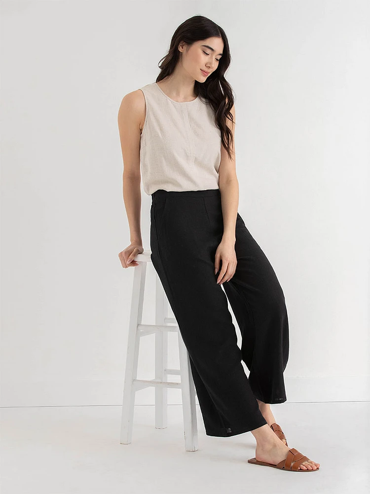 Viscose Linen Wide Crop Pant