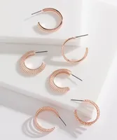 Small Rose Gold Hoop Earring Trio